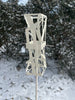 Freestanding Modern Bird Feeder finished in Heirloom White - Hand crafted welded steel and stainless steel garden art