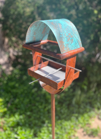 Sculptural Modern Bird Feeder #432 in Welded Steel, Stainless Steel and Copper