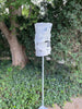 'Spin' Modern Bird Feeder #3 - perforated steel with white enamel finish