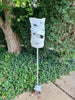 'Spin' Modern Bird Feeder #3 - perforated steel with white enamel finish