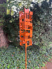 Pop Modern Bird Feeder #4 in Welded Steel with Rustic Orange Enamel finish