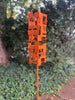 Pop Modern Bird Feeder #4 in Welded Steel with Rustic Orange Enamel finish