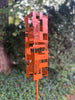 Pop Modern Bird Feeder #4 in Welded Steel with Rustic Orange Enamel finish