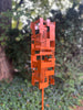 Pop Modern Bird Feeder #4 in Welded Steel with Rustic Orange Enamel finish