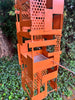 Pop Modern Bird Feeder #4 in Welded Steel with Rustic Orange Enamel finish