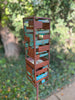 Modern Bird Feeder #448 in Welded Steel and Copper with Natural Patina