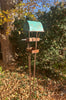 Modern Bird Feeder #449 in Welded Steel and Copper with Natural Patina
