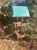 Modern Bird Feeder #449 in Welded Steel and Copper with Natural Patina