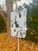 Modern Bird Feeder #450 in Welded Steel with White Spray Enamel Finish
