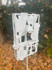 Modern Bird Feeder #450 in Welded Steel with White Spray Enamel Finish