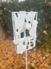 Modern Bird Feeder #450 in Welded Steel with White Spray Enamel Finish