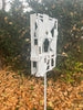 Modern Bird Feeder #450 in Welded Steel with White Spray Enamel Finish