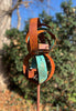 Modern Bird Feeder #451 in Welded Steel and Copper with Natural Patina
