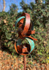 Modern Bird Feeder #451 in Welded Steel and Copper with Natural Patina