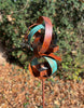 Modern Bird Feeder #451 in Welded Steel and Copper with Natural Patina