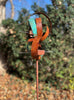 Modern Bird Feeder #451 in Welded Steel and Copper with Natural Patina