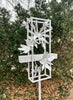 Blossom Modern Bird Feeder #1 in Welded Steel in White Spray Enamel