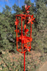 Blossom Modern Bird Feeder #3 in Welded Steel and Coral Red Spray Enamel