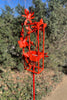Blossom Modern Bird Feeder #3 in Welded Steel and Coral Red Spray Enamel