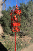 Blossom Modern Bird Feeder #3 in Welded Steel and Coral Red Spray Enamel
