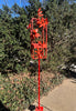 Blossom Modern Bird Feeder #3 in Welded Steel and Coral Red Spray Enamel