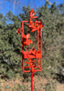 Blossom Modern Bird Feeder #3 in Welded Steel and Coral Red Spray Enamel