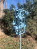 Blossom Modern Bird Feeder #4 in Welded Steel and French Blue Spray Enamel