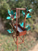 Blossom Modern Bird Feeder #6 in Welded Steel and Copper with patina finish