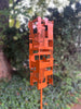 Pop Modern Bird Feeder #4 in Welded Steel with Rustic Orange Enamel finish