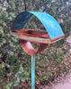 Abstract Modern Bird Feeder #414 in Welded Steel, Copper, Stainless Steel -Freestanding unique modern bird feeder