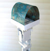Bird Feeder Modern Build series bird feeder No. 18 in welded steel with White enamel finish and Patina Copper Roof