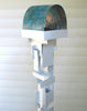 Bird Feeder Modern Build series bird feeder No. 18 in welded steel with White enamel finish and Patina Copper Roof