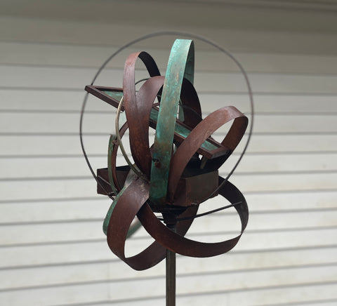 Abstract Modern Bird Feeder in Welded Steel, Copper, Stainless Steel - #401 -Freestanding unique modern bird feeder