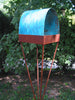 Twist Series welded steel Bird Feeder - natural patina finish with turquoise patina copper roof