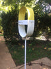 Modern 'Pill' shaped Bird Feeder in Sun Yellow and White Enamel