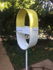 Modern 'Pill' shaped Bird Feeder in Sun Yellow and White Enamel