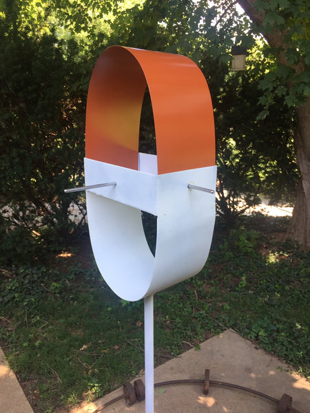 Modern 'Pill' shaped Bird Feeder in Cinnamon and White Enamel