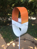 Modern 'Pill' shaped Bird Feeder in Cinnamon and White Enamel