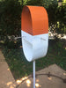 Modern 'Pill' shaped Bird Feeder in Cinnamon and White Enamel