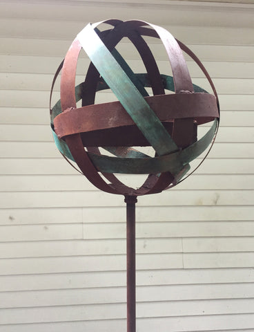 Bird feeder Steel & Copper Garden Sphere Bird Feeder No. 356 - Freestanding unique modern birdfeeder